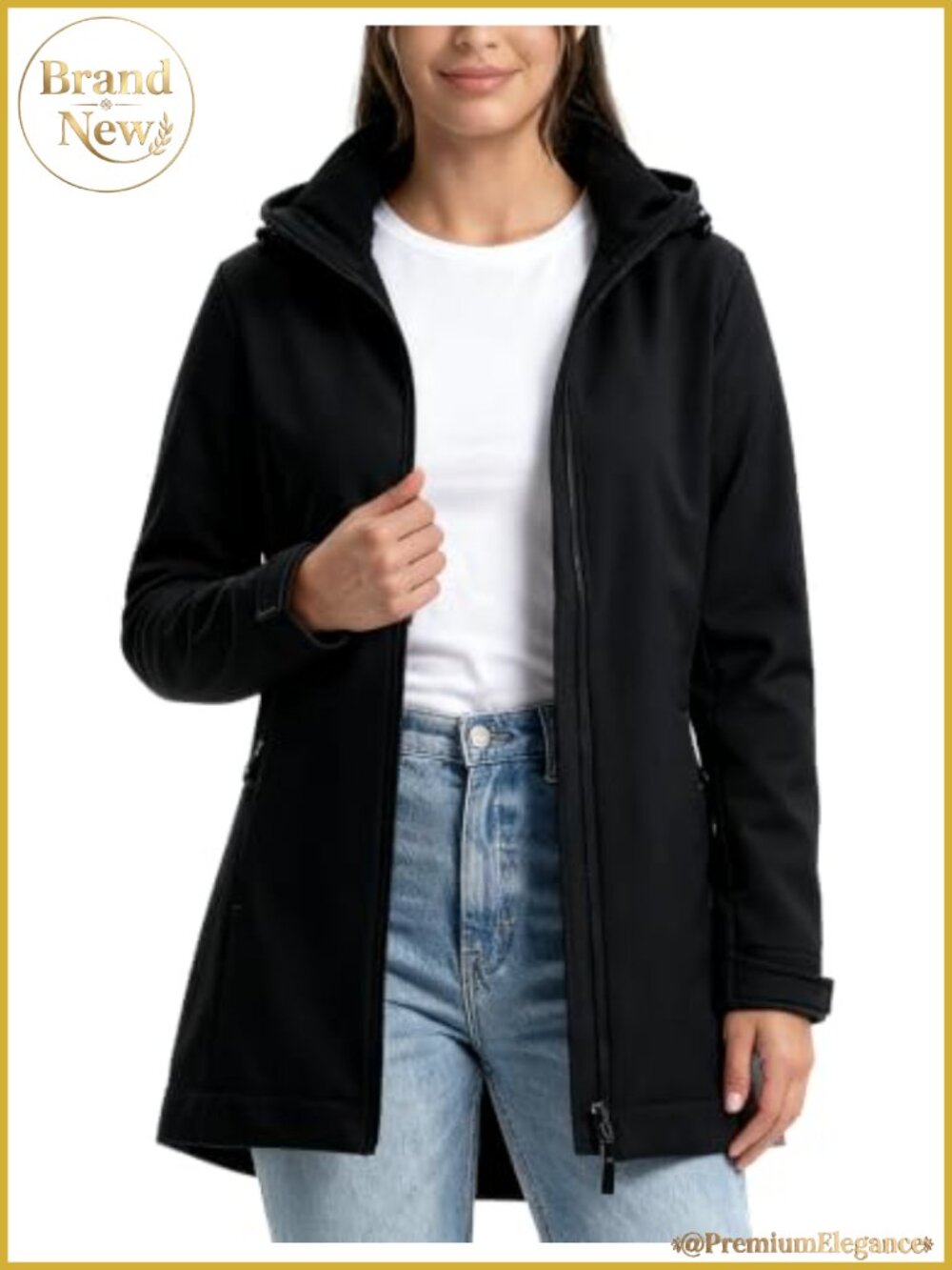 Women's Softshell Jacket Hooded Fleece Lined Waterproof Rain Jacket